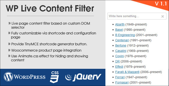 WordPress Are living Content material Filter (Utilities)