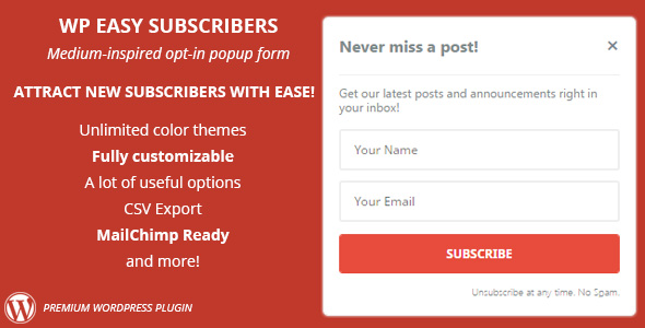 WordPress Simple Subscribers – Entice new subscribers simply (Newsletters)